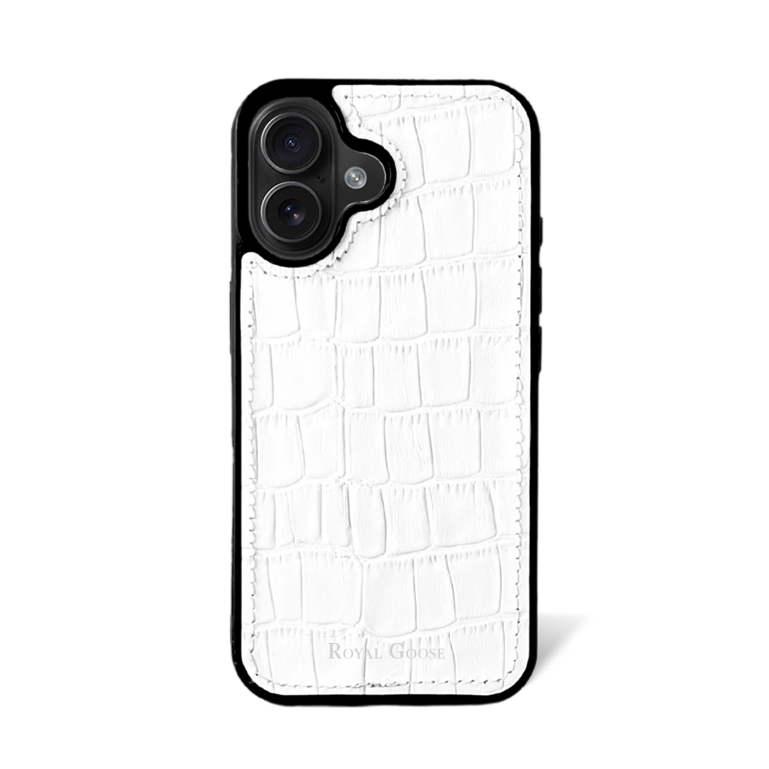 Case iPhone 16 Plus Clásico - Croco Blanco