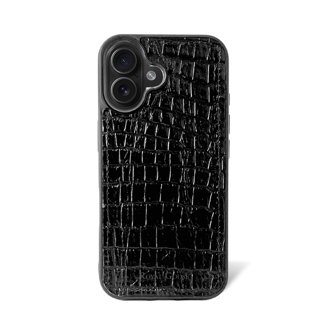 Case iPhone 16 Plus Clásico - Croco Negro