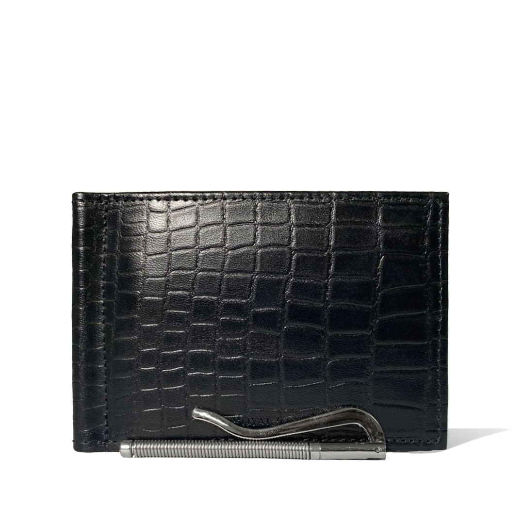 Cartera con Clip - Croco Negro