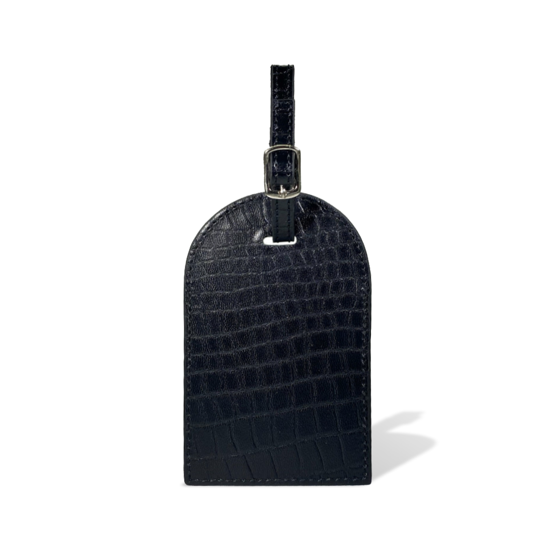 Porta Pasaporte Mini + Identificador Clásico - Croco Negro