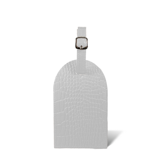 Porta Pasaporte Mini + Identificador Clásico - Croco Blanco