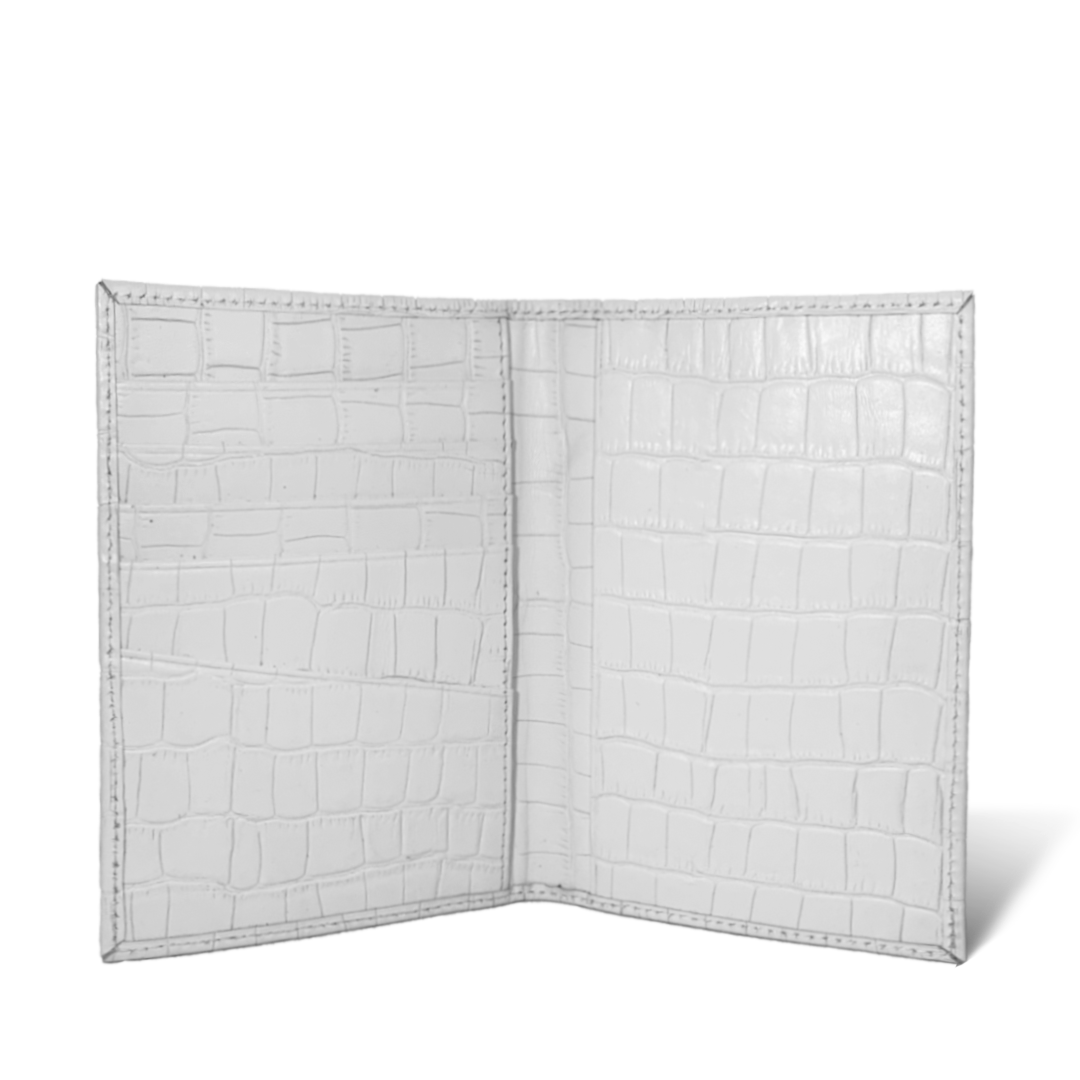 Porta Pasaporte Mini - Croco Blanco