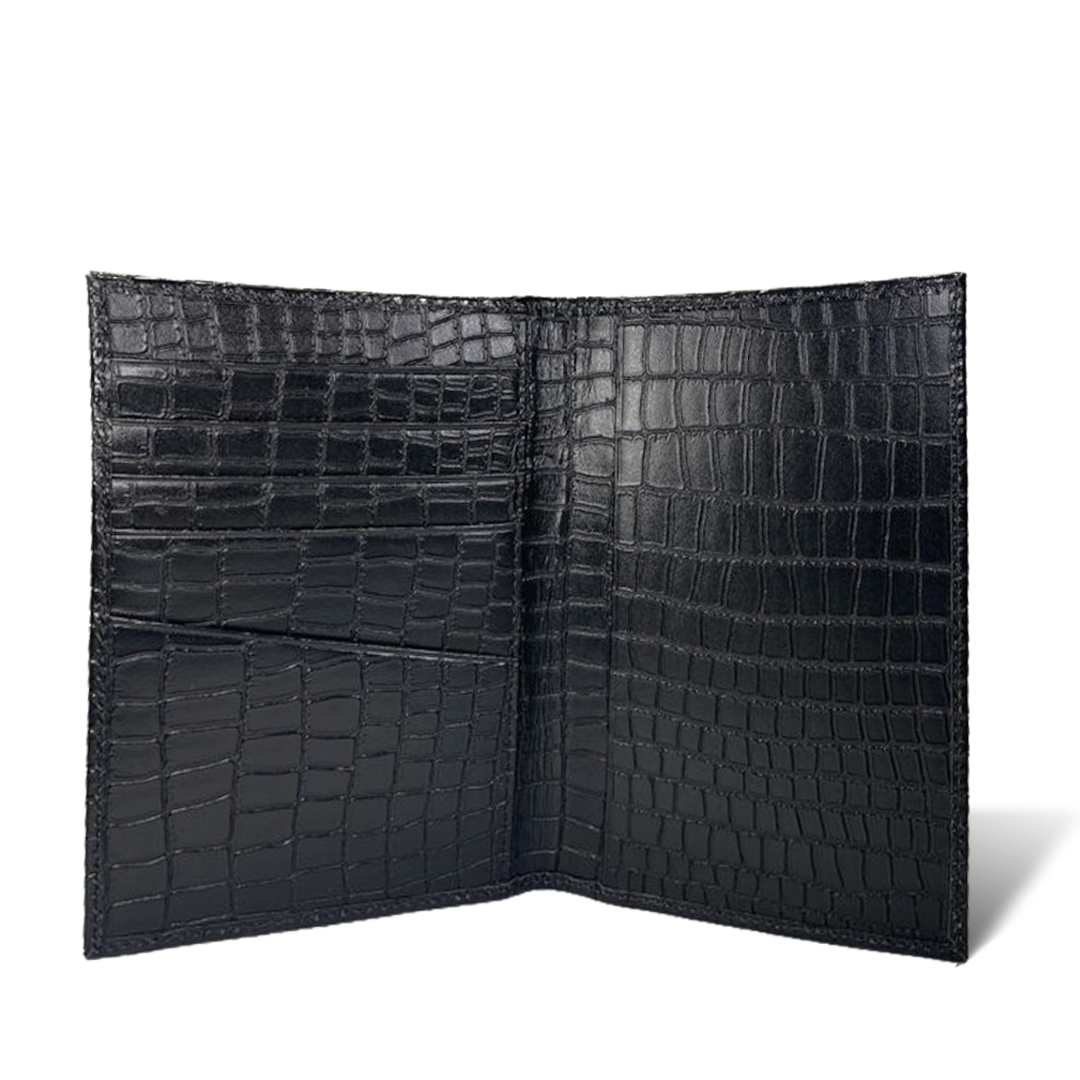 Porta Pasaporte Mini - Croco Negro