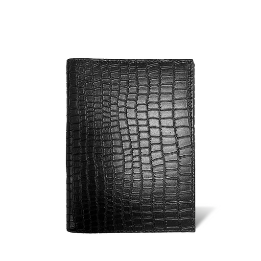 Porta Pasaporte Mini + Identificador Clásico - Croco Negro