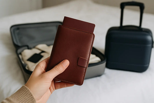 Porta pasaporte mini de piel: viaje sin volumen