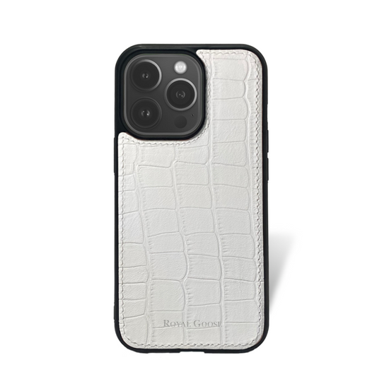 Case iPhone 16 Pro Clásico - Croco Blanco