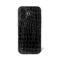Classic iPhone 16 Plus Case - Black Crocodile