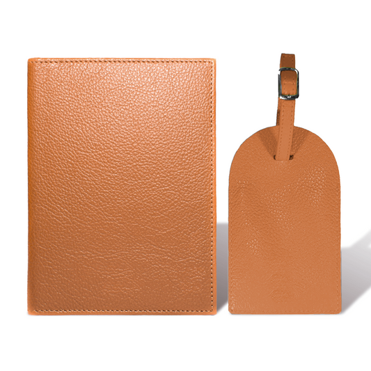 Porta Pasaporte Mini + Identificador Clásico - Camello