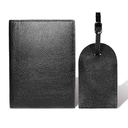 Porta Pasaporte Mini + Identificador Clásico - Negro