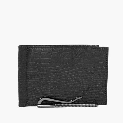 Wallet with Clip - Black Croco